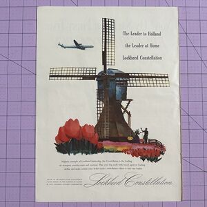 1947 Lockheed Constellation: Leader to Holland LRG Vintage Print Ad